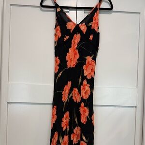 Chic Black and Orange Floral Pencil Skirt
